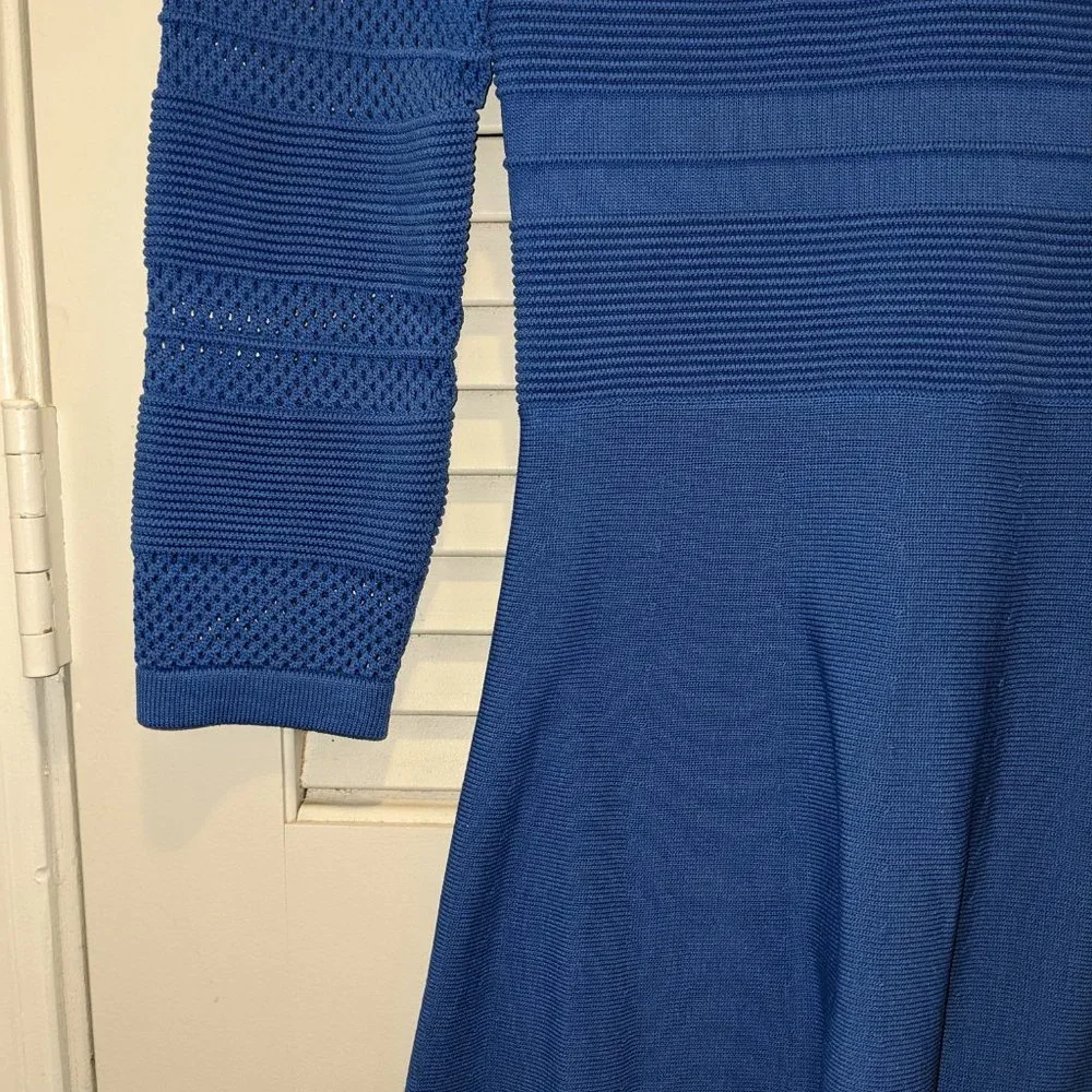 NWOT Vince Camuto Dress Blue Casual Knit Flare Women's Small Stretchy Spring - Picture 8 of 9
